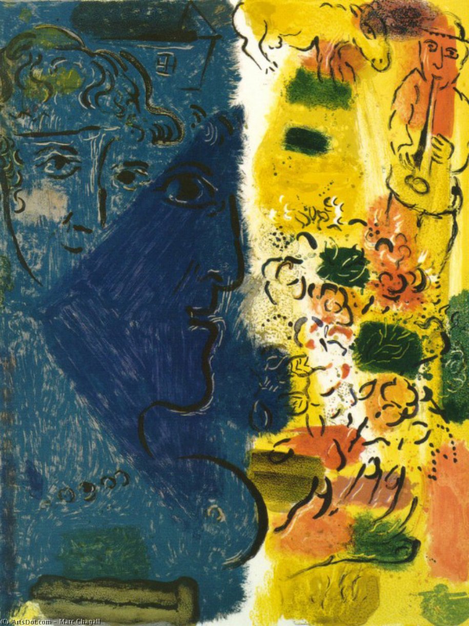 WikiOO.org - 百科事典 - 絵画、アートワーク Marc Chagall - ザー 青色 顔