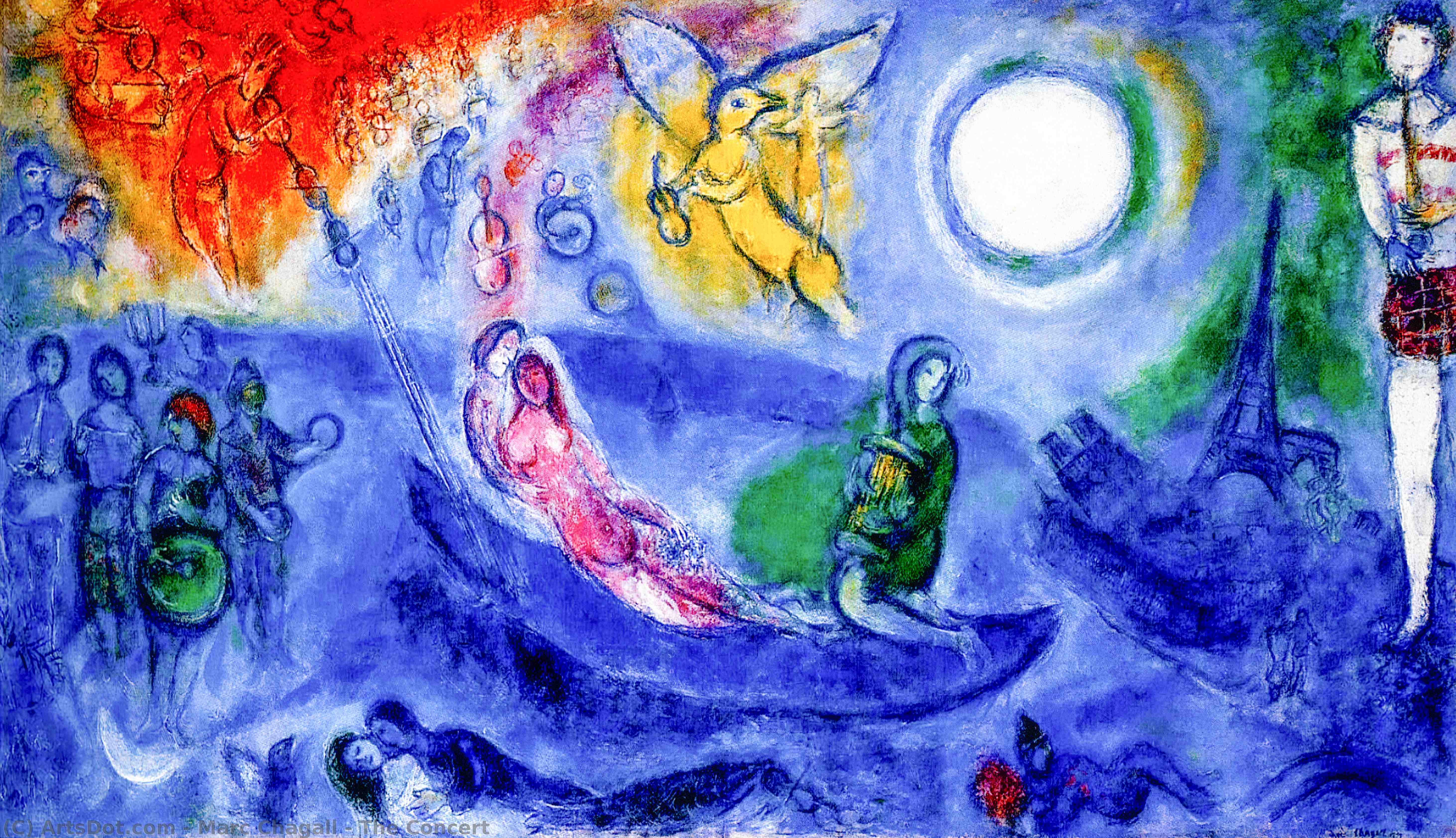 Wikoo.org - موسوعة الفنون الجميلة - اللوحة، العمل الفني Marc Chagall - The Concert