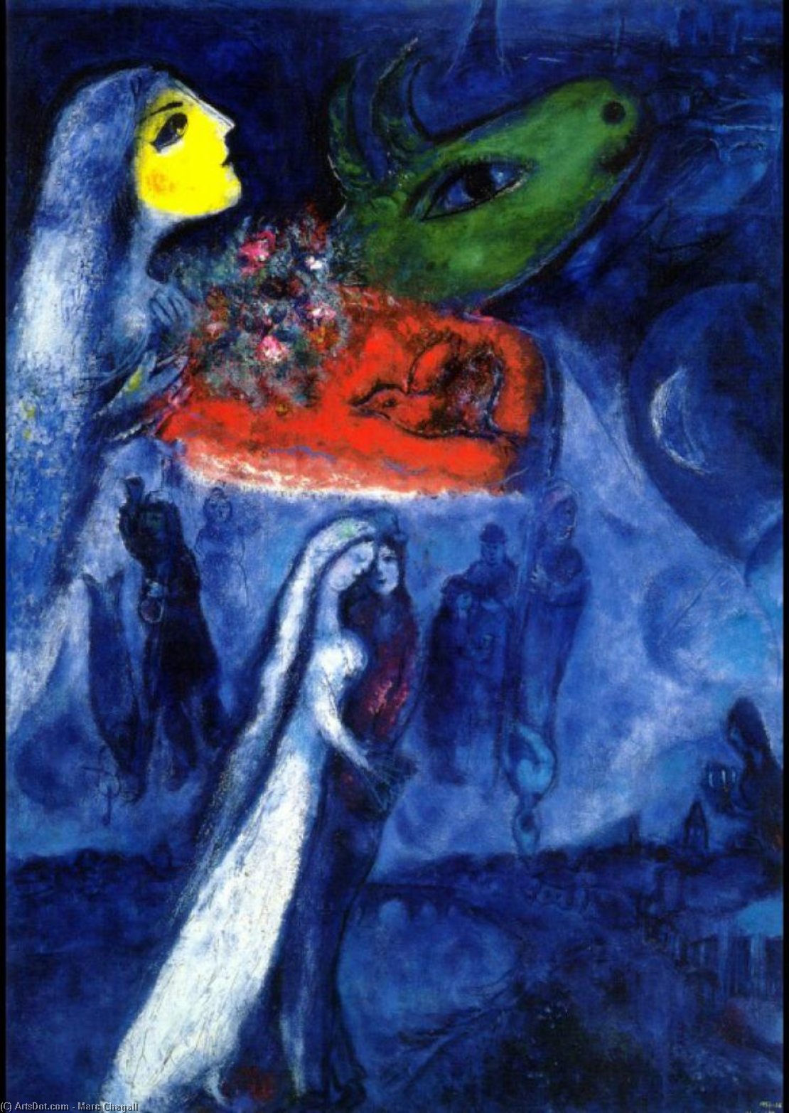 Wikioo.org - The Encyclopedia of Fine Arts - Painting, Artwork by Marc Chagall - On Two Banks
