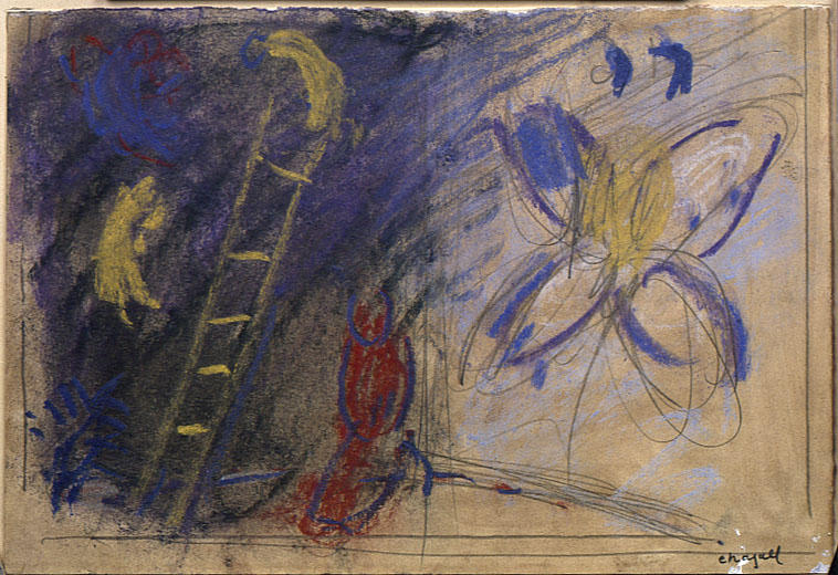WikiOO.org - Encyclopedia of Fine Arts - Lukisan, Artwork Marc Chagall - Study to ''The Jacob's Dream''