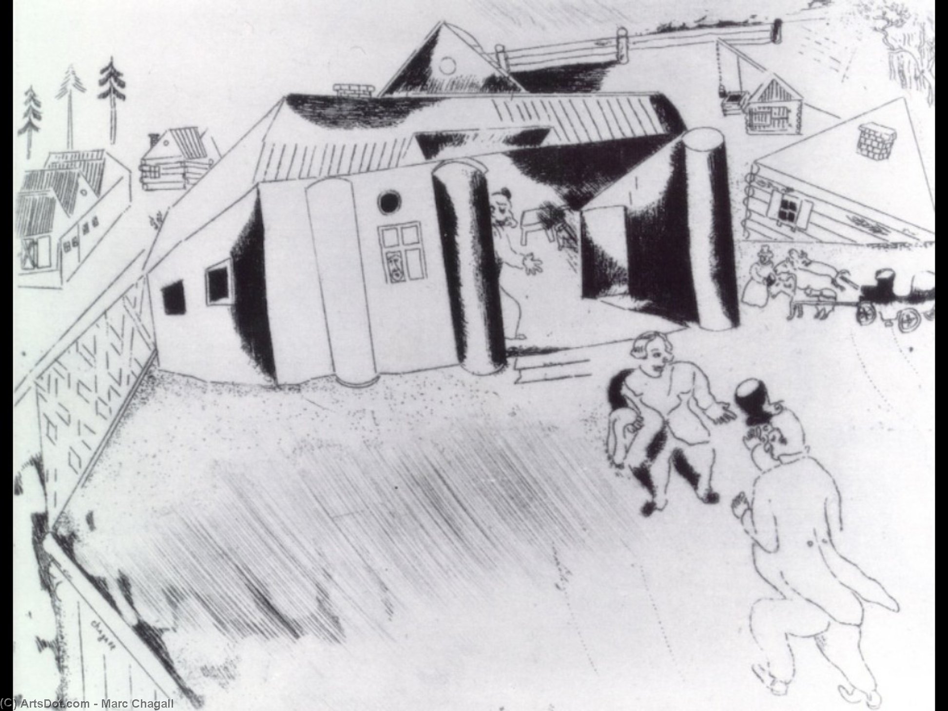Wikioo.org – L'Enciclopedia delle Belle Arti - Pittura, Opere di Marc Chagall - La casa di Sobakevich