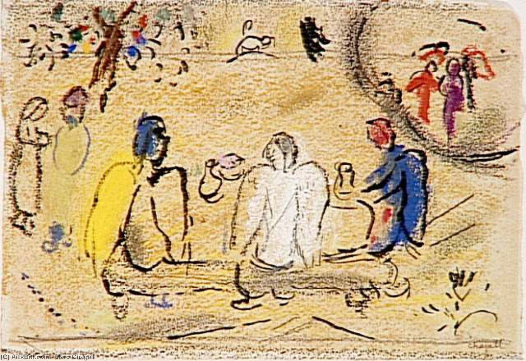 WikiOO.org - Encyclopedia of Fine Arts - Malba, Artwork Marc Chagall - Abraham and three Angels