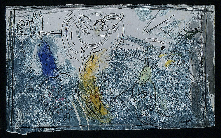 WikiOO.org - Енциклопедия за изящни изкуства - Живопис, Произведения на изкуството Marc Chagall - Moses with the Burning Bush