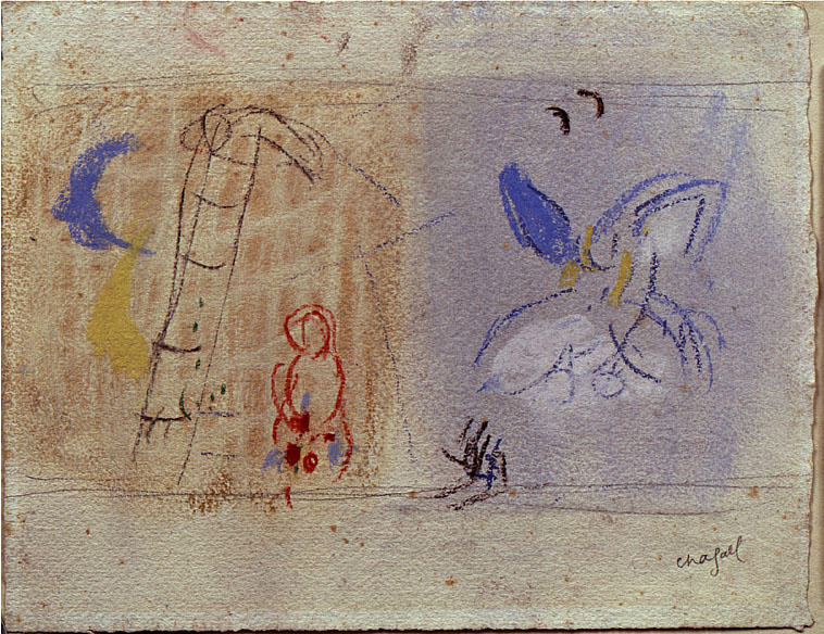 WikiOO.org - Enciklopedija likovnih umjetnosti - Slikarstvo, umjetnička djela Marc Chagall - 'Study to ''The Jacob's Dream'''