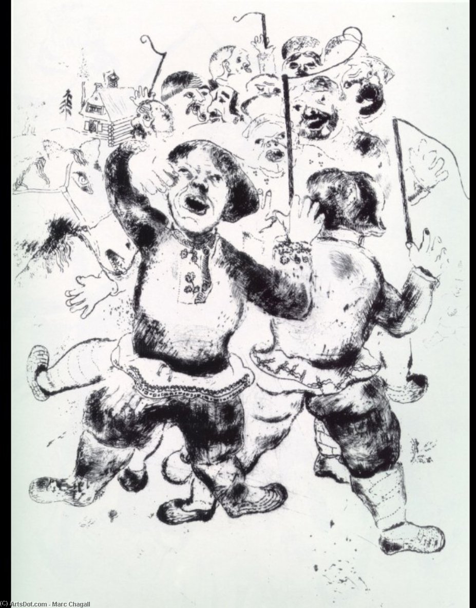 WikiOO.org - Encyclopedia of Fine Arts - Lukisan, Artwork Marc Chagall - Gathering of peasants