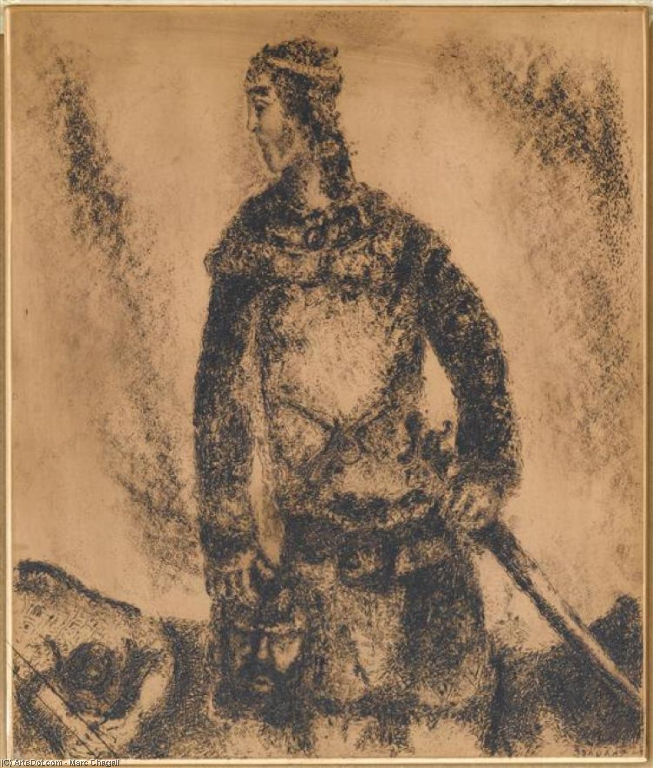 WikiOO.org - Enciklopedija likovnih umjetnosti - Slikarstvo, umjetnička djela Marc Chagall - David's victory over Goliath (I Samuel, XVII, 48, 51)