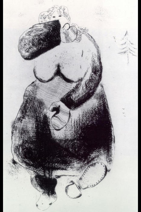 Wikioo.org – L'Enciclopedia delle Belle Arti - Pittura, Opere di Marc Chagall - Signora Moineau ( the sparrow donna )