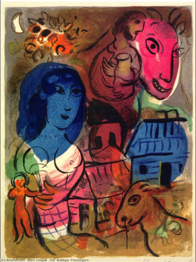 Wikoo.org - موسوعة الفنون الجميلة - اللوحة، العمل الفني Marc Chagall - The 'Antilopa' Passengers