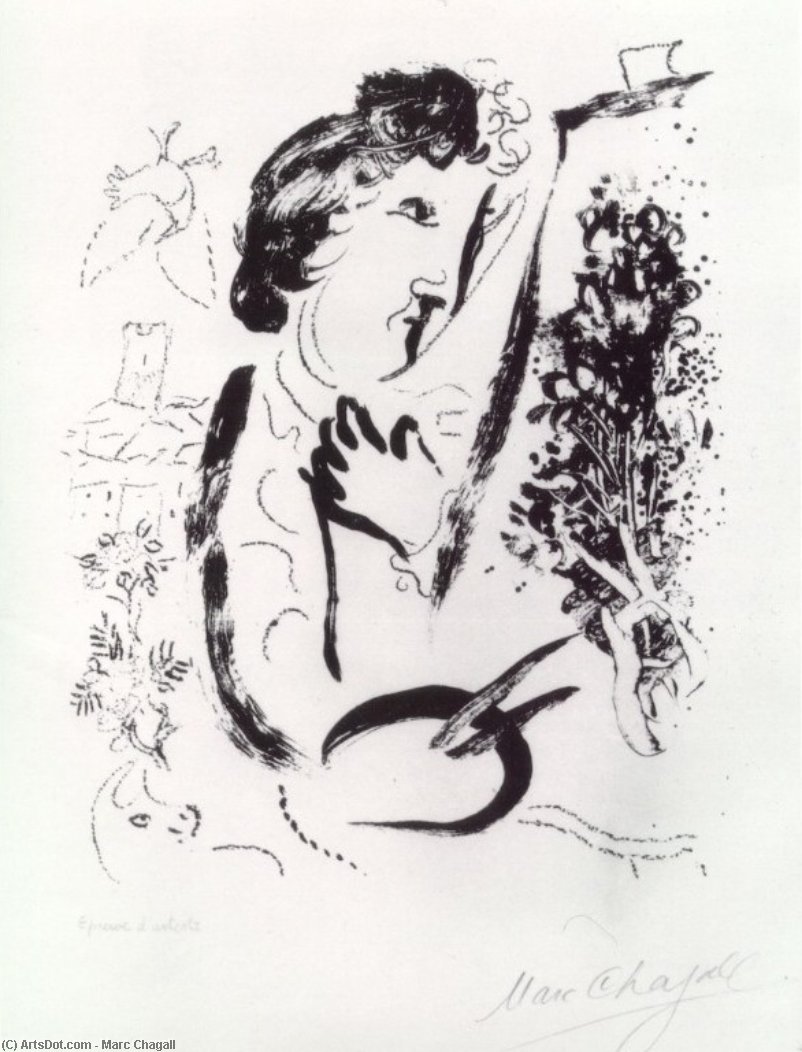 Wikioo.org - The Encyclopedia of Fine Arts - Painting, Artwork by Marc Chagall - In Front of the Picture