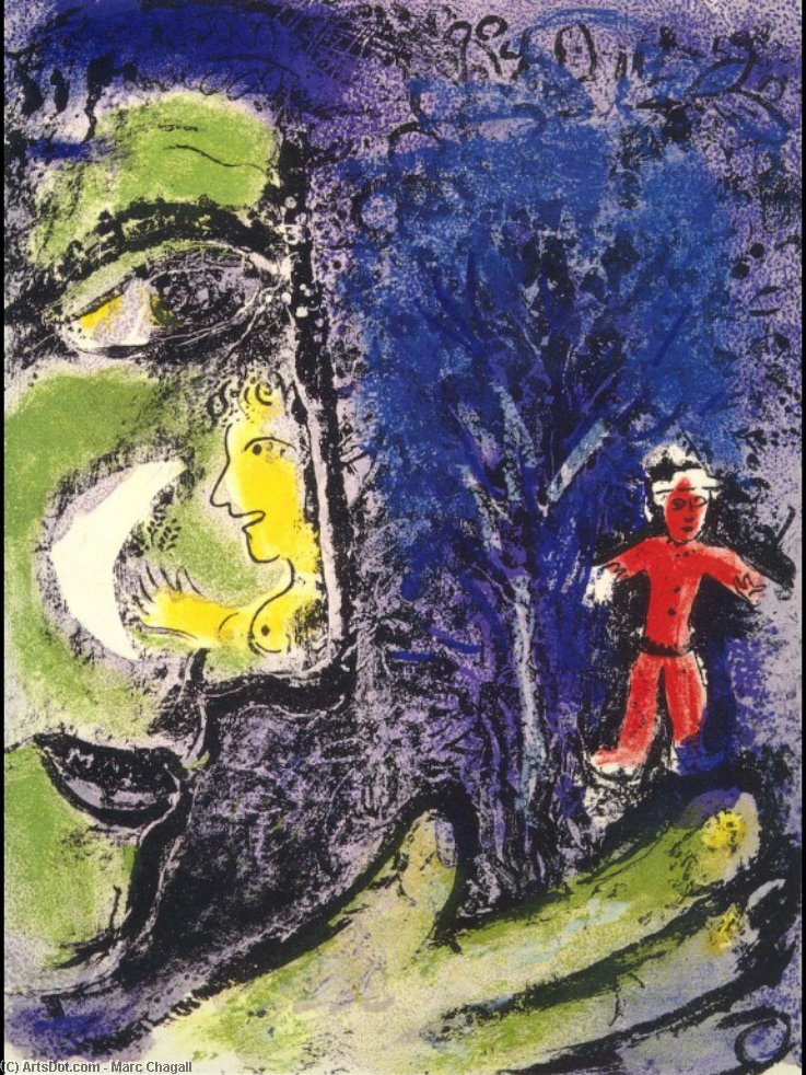 WikiOO.org - Encyclopedia of Fine Arts - Maľba, Artwork Marc Chagall - Profile and Red Child