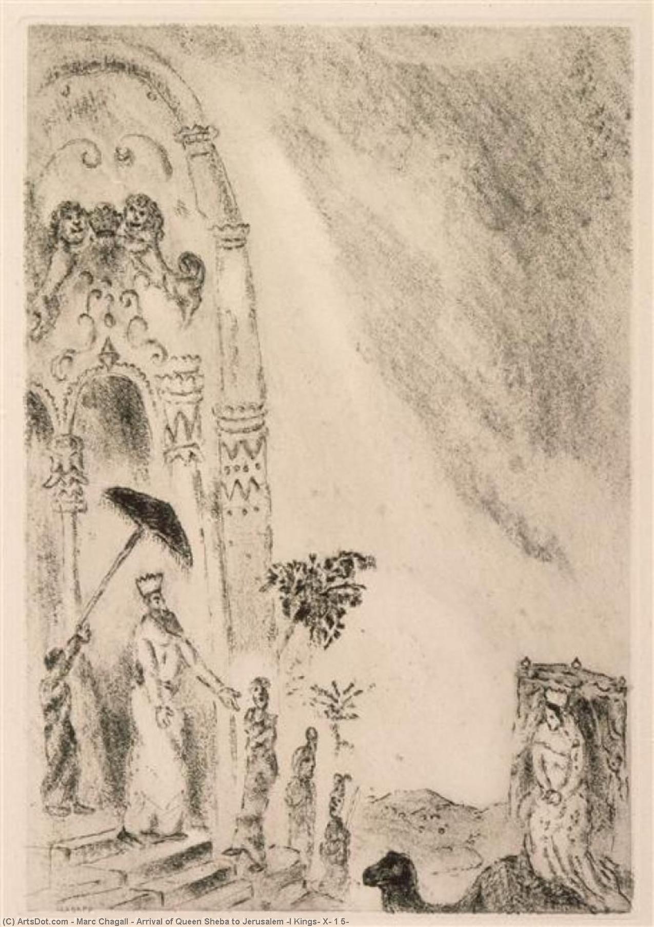 WikiOO.org - Encyclopedia of Fine Arts - Maľba, Artwork Marc Chagall - Arrival of Queen Sheba to Jerusalem (I Kings, X, 1 5)