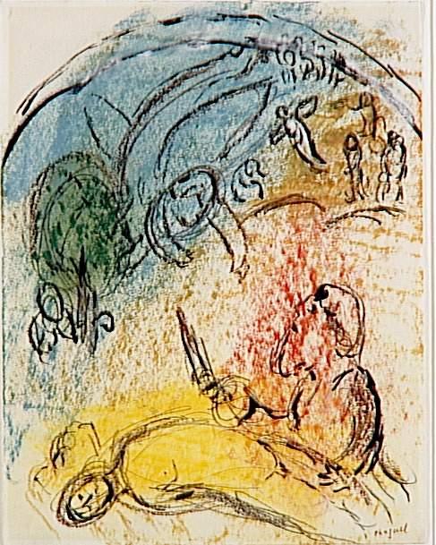 Wikioo.org - The Encyclopedia of Fine Arts - Painting, Artwork by Marc Chagall - The sacrifice of Isaac
