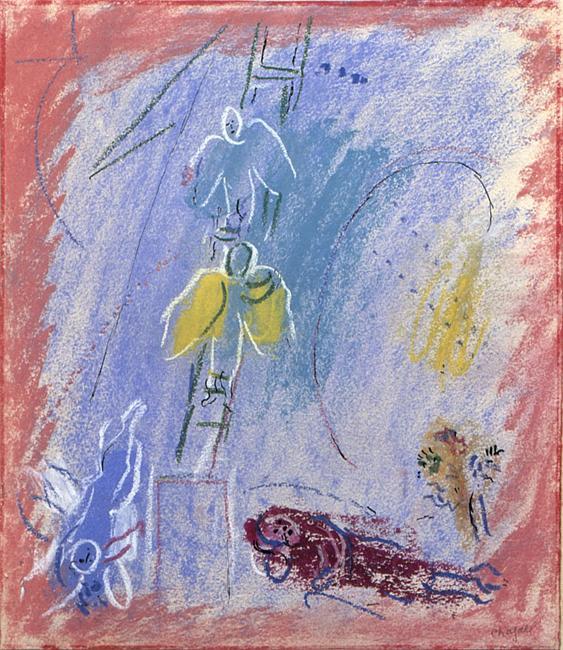 WikiOO.org - Encyclopedia of Fine Arts - Målning, konstverk Marc Chagall - 'Study to ''The Jacob's Dream'''