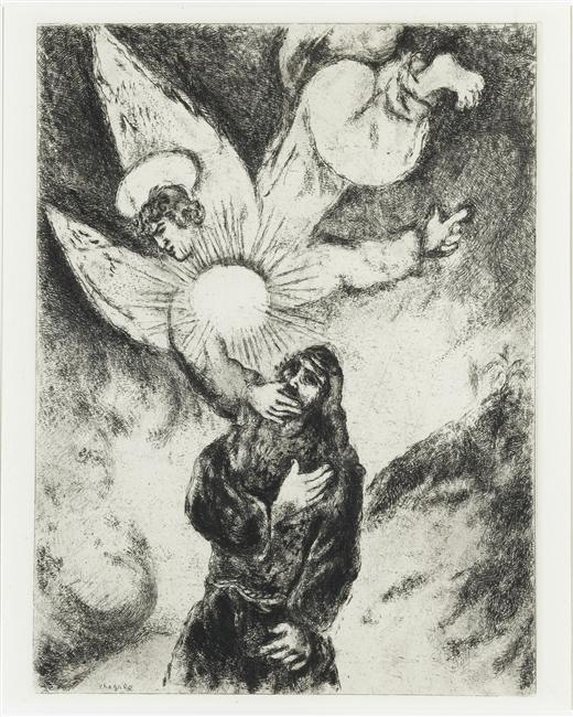 WikiOO.org - Encyclopedia of Fine Arts - Lukisan, Artwork Marc Chagall - Jeremiah received Gift of the prophecy (Jeremiah, I, 4 10)