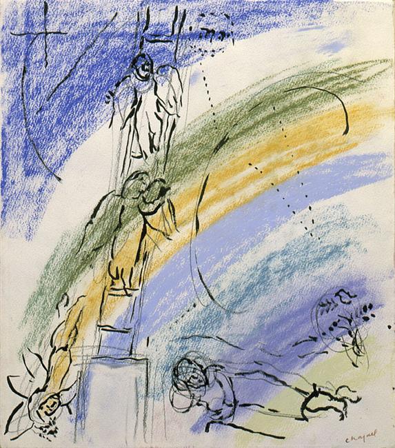 WikiOO.org - Enciklopedija likovnih umjetnosti - Slikarstvo, umjetnička djela Marc Chagall - 'Study to ''The Jacob's Dream'''