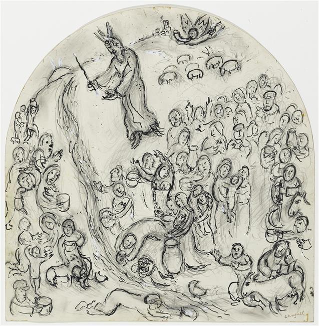 WikiOO.org - Енциклопедия за изящни изкуства - Живопис, Произведения на изкуството Marc Chagall - Striking the Rock