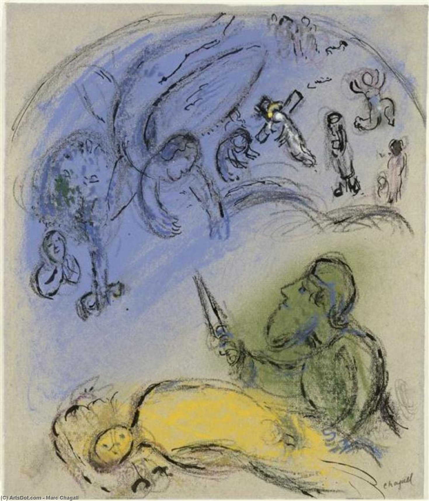 Wikioo.org - The Encyclopedia of Fine Arts - Painting, Artwork by Marc Chagall - The sacrifice of Isaac