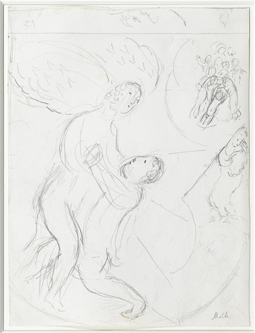 Wikioo.org - Encyklopedia Sztuk Pięknych - Malarstwo, Grafika Marc Chagall - Jacob Wrestling with the Angel