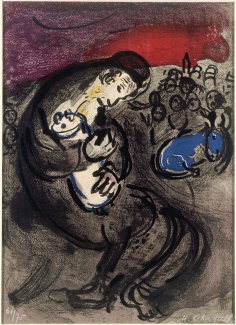 Wikoo.org - موسوعة الفنون الجميلة - اللوحة، العمل الفني Marc Chagall - Weeping of Jeremiah
