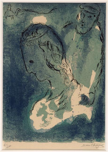 Wikioo.org - Bách khoa toàn thư về mỹ thuật - Vẽ tranh, Tác phẩm nghệ thuật Marc Chagall - Abraham and Sarah