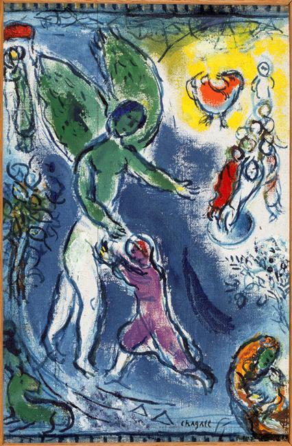 WikiOO.org - Encyclopedia of Fine Arts - Målning, konstverk Marc Chagall - Jacob Wrestling with the Angel