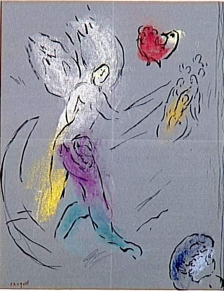 WikiOO.org - Encyclopedia of Fine Arts - Lukisan, Artwork Marc Chagall - Jacob Wrestling with the Angel