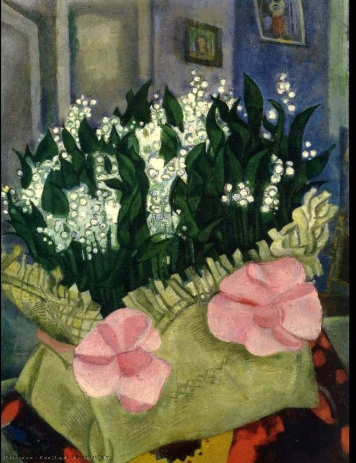 Wikoo.org - موسوعة الفنون الجميلة - اللوحة، العمل الفني Marc Chagall - Lilies of the Valley
