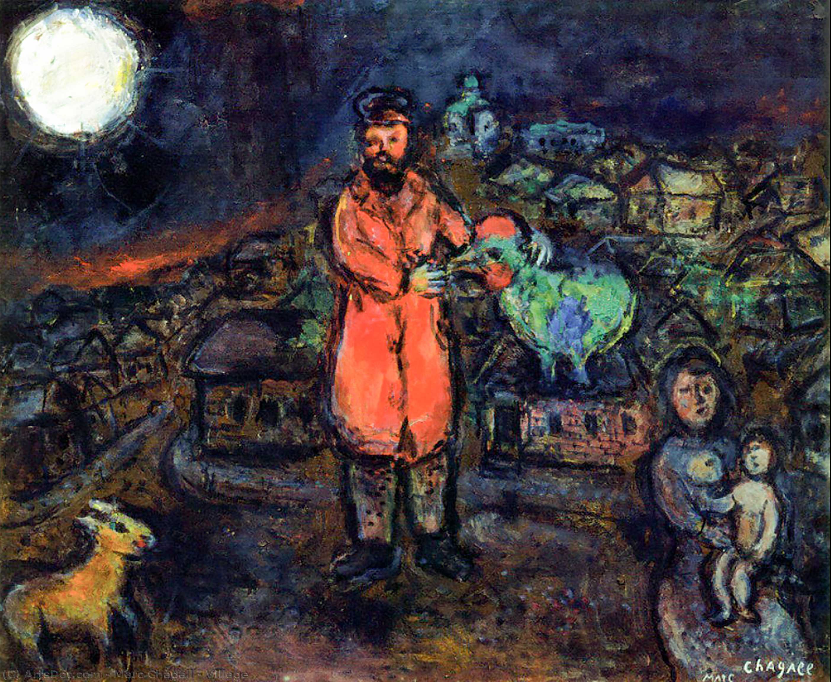 Wikoo.org - موسوعة الفنون الجميلة - اللوحة، العمل الفني Marc Chagall - Village