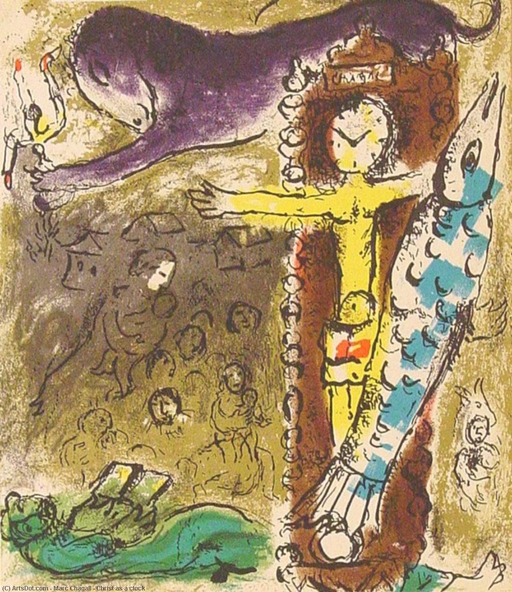 Wikioo.org – La Enciclopedia de las Bellas Artes - Pintura, Obras de arte de Marc Chagall - cristo como un reloj