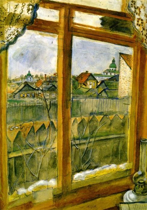 WikiOO.org - אנציקלופדיה לאמנויות יפות - ציור, יצירות אמנות Marc Chagall - View from a Window (Vitebsk)