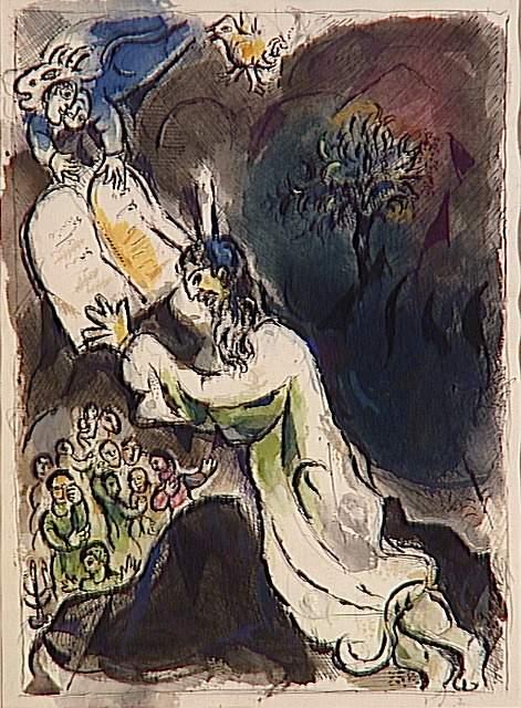 WikiOO.org - Encyclopedia of Fine Arts - Lukisan, Artwork Marc Chagall - Moses received the Tablets of Law