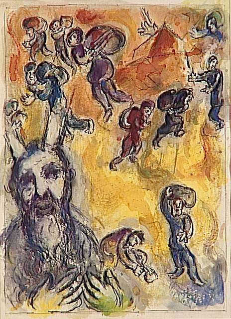 Wikioo.org – L'Enciclopedia delle Belle Arti - Pittura, Opere di Marc Chagall - Mosé vede  Antartico  sofferenze  di  sua  persone