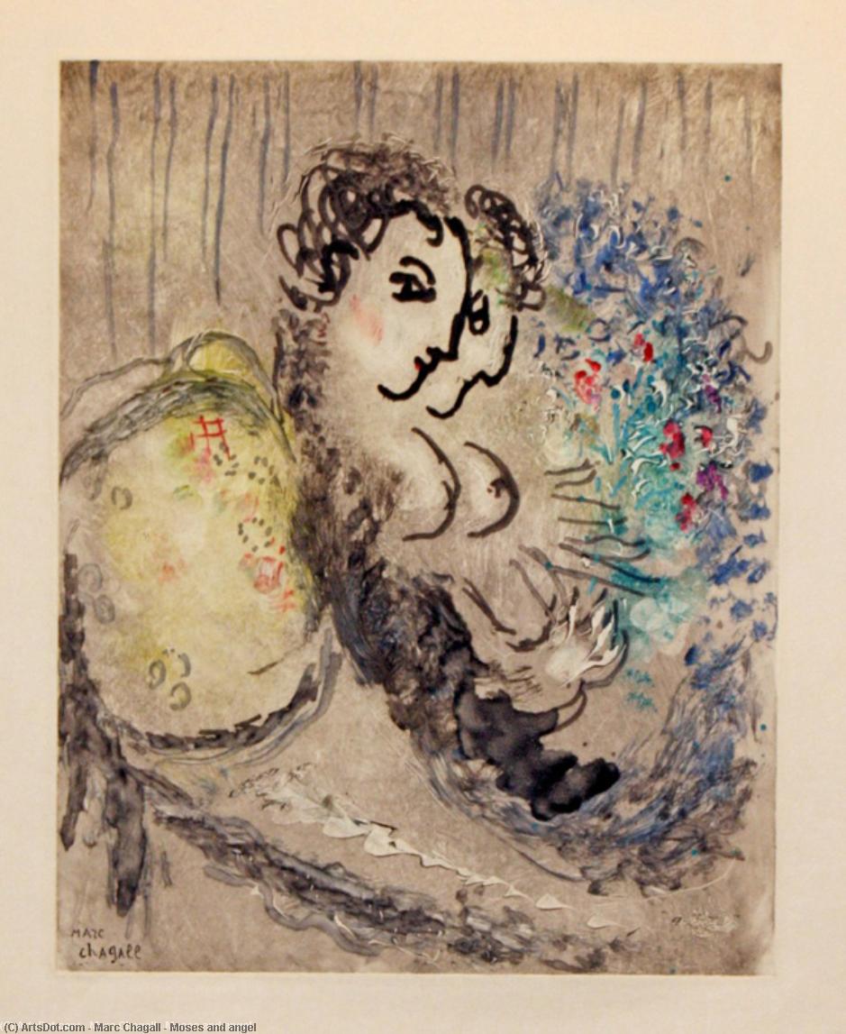 WikiOO.org - Encyclopedia of Fine Arts - Maalaus, taideteos Marc Chagall - Moses and angel