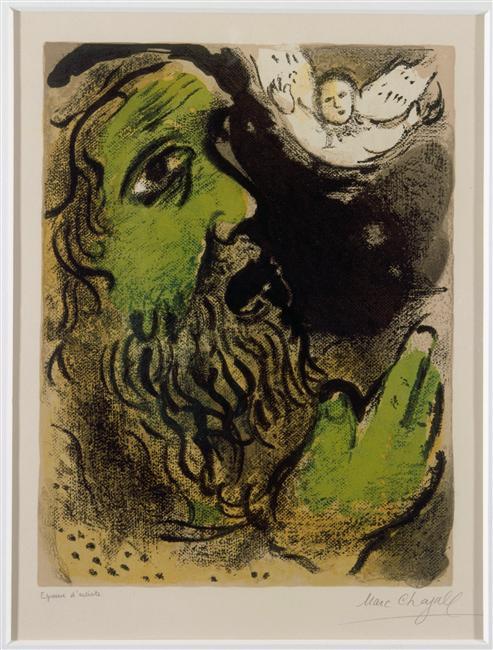 WikiOO.org - Encyclopedia of Fine Arts - Maleri, Artwork Marc Chagall - Job praying
