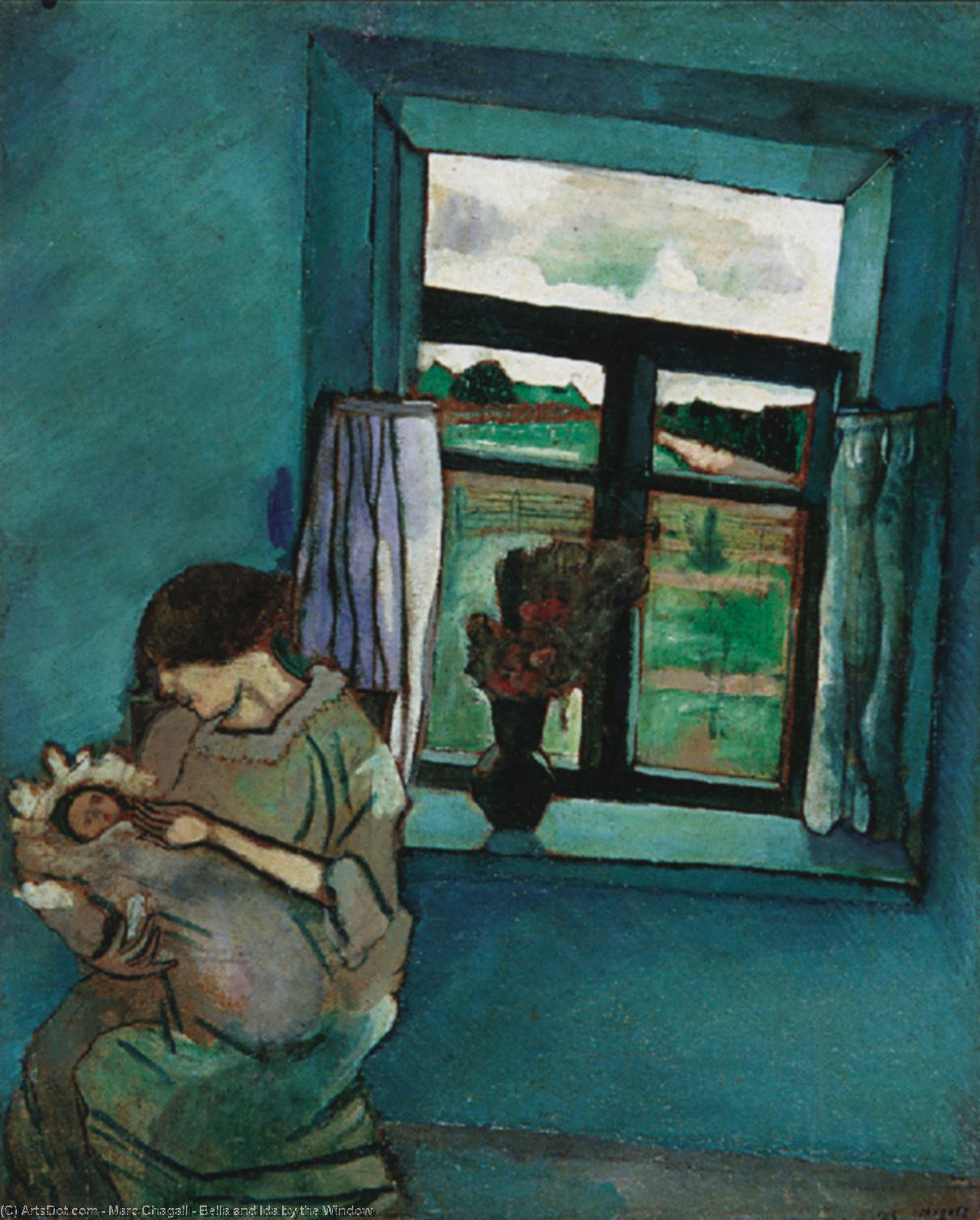 WikiOO.org - Enciclopédia das Belas Artes - Pintura, Arte por Marc Chagall - Bella and Ida by the Window