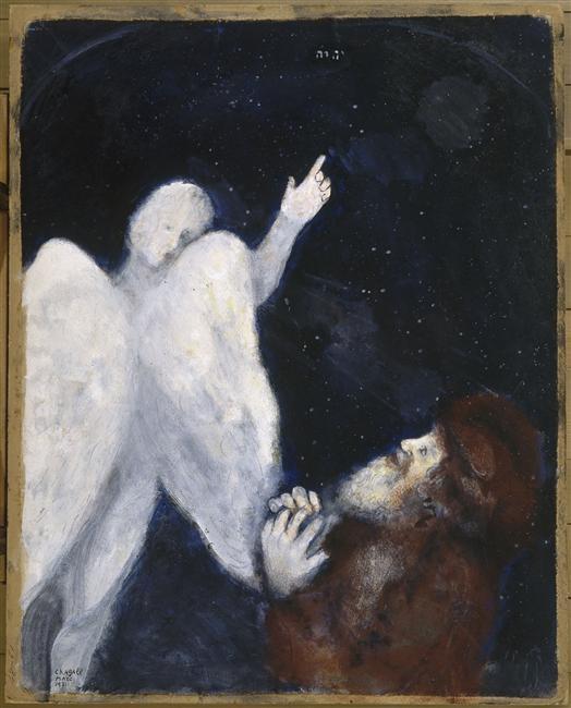 WikiOO.org - Encyclopedia of Fine Arts - Lukisan, Artwork Marc Chagall - Noah receives the order to build the Ark