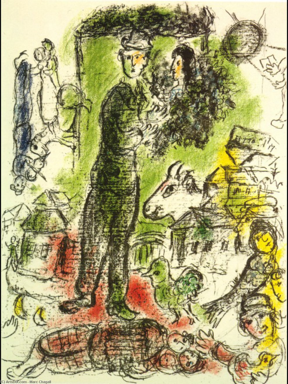 Wikioo.org – La Enciclopedia de las Bellas Artes - Pintura, Obras de arte de Marc Chagall - Un grande  campesinas