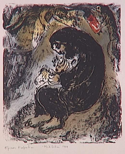 Wikioo.org - Bách khoa toàn thư về mỹ thuật - Vẽ tranh, Tác phẩm nghệ thuật Marc Chagall - Meditation
