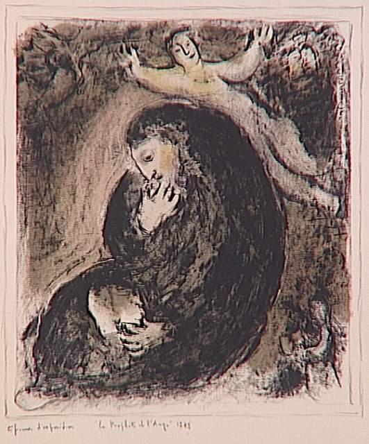 Wikioo.org - Bách khoa toàn thư về mỹ thuật - Vẽ tranh, Tác phẩm nghệ thuật Marc Chagall - Prophet and angel