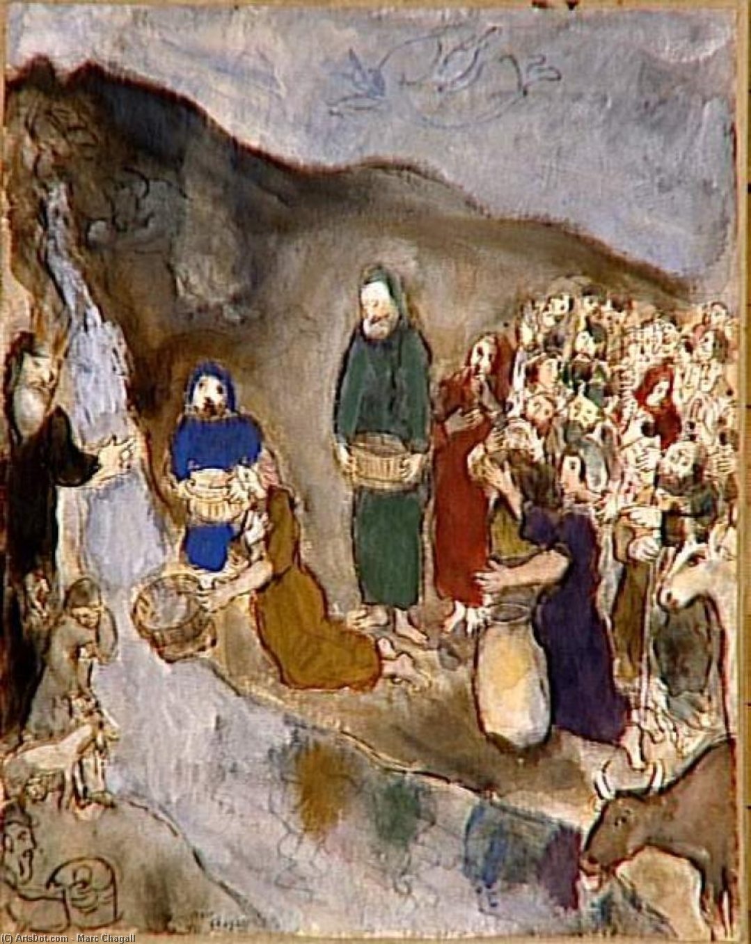 Wikioo.org – L'Enciclopedia delle Belle Arti - Pittura, Opere di Marc Chagall - Mosé e le  dopodomani  suggestivo  roccia