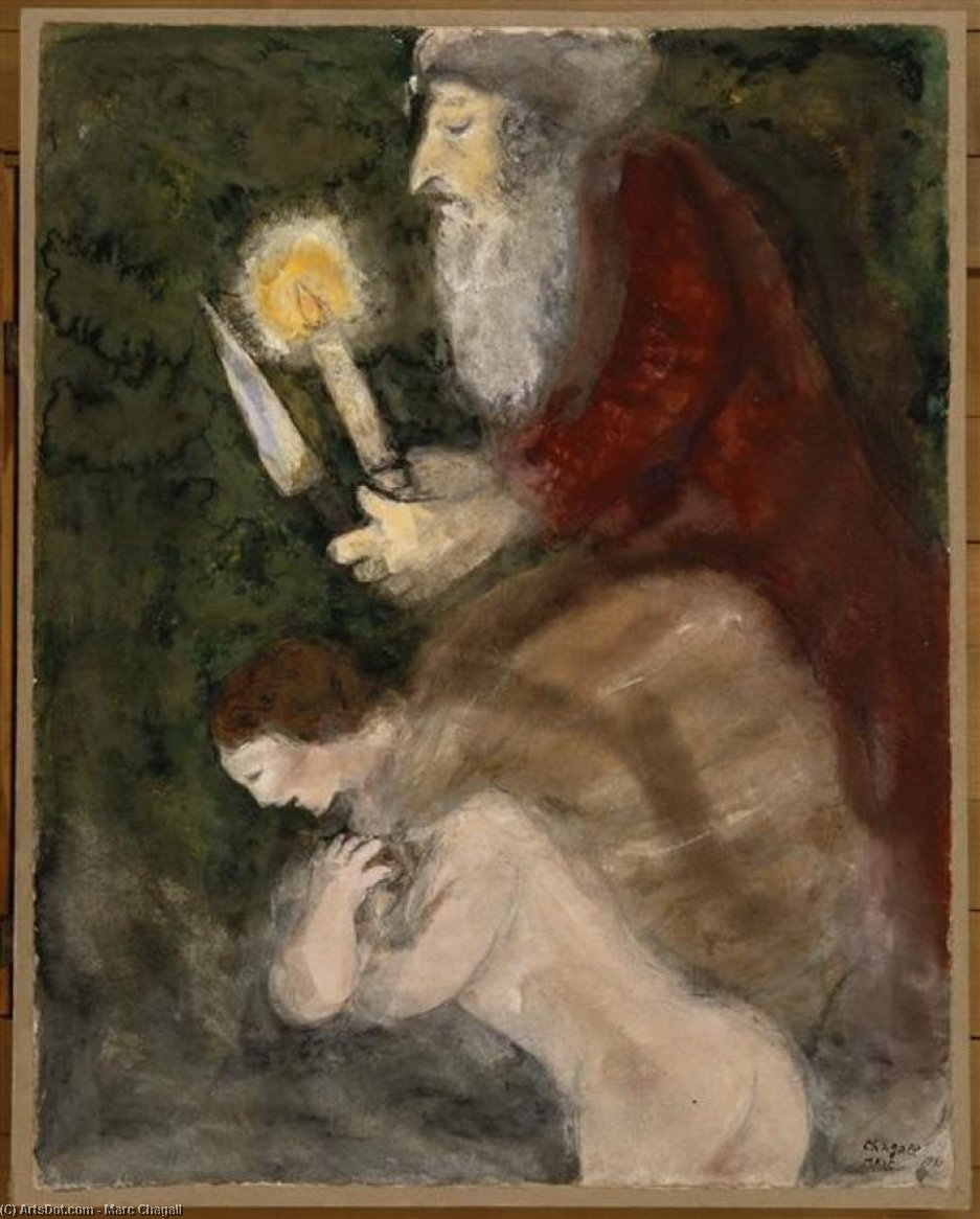Wikioo.org - The Encyclopedia of Fine Arts - Painting, Artwork by Marc Chagall - Abraham and Isaac on the way to the place of Sacrifice