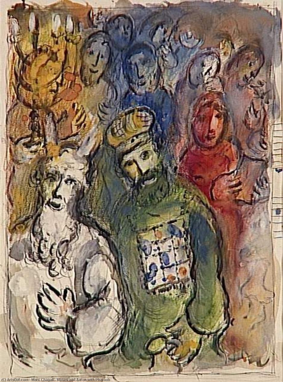 Wikioo.org – L'Enciclopedia delle Belle Arti - Pittura, Opere di Marc Chagall - Mosè e Aronne con il Faraone