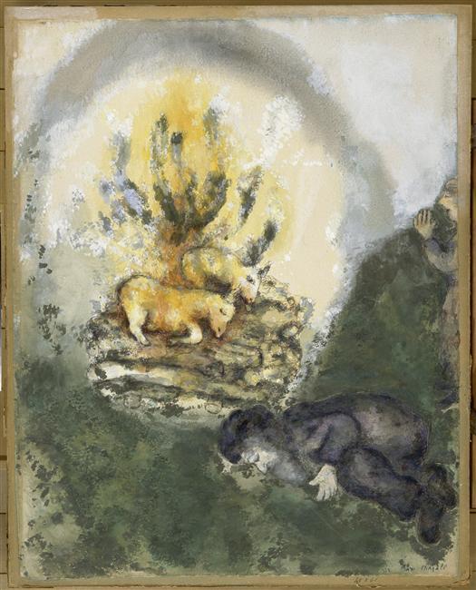 Wikioo.org – L'Enciclopedia delle Belle Arti - Pittura, Opere di Marc Chagall - Il sacrificio di Noè