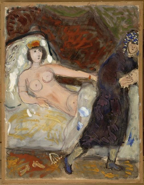 Wikioo.org - The Encyclopedia of Fine Arts - Painting, Artwork by Marc Chagall - Joseph and Potiphar's wife