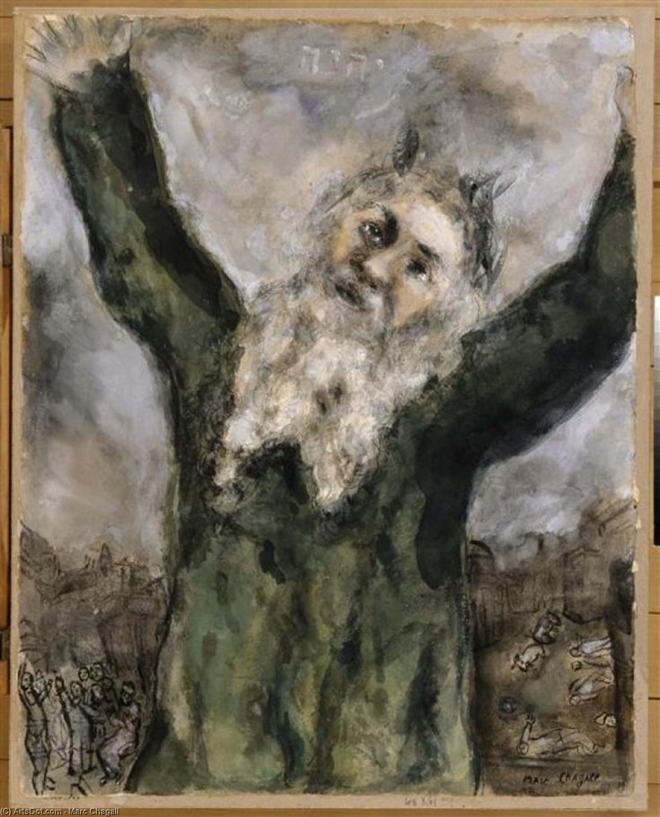 Wikioo.org - The Encyclopedia of Fine Arts - Painting, Artwork by Marc Chagall - Moses spreads death among the Egyptians