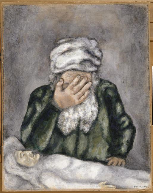 Wikioo.org - Bách khoa toàn thư về mỹ thuật - Vẽ tranh, Tác phẩm nghệ thuật Marc Chagall - Abraham Weeping for Sarah