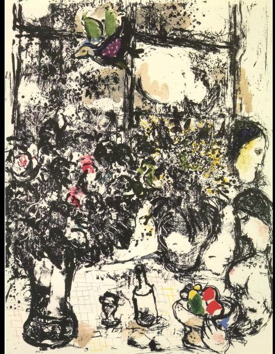 Wikioo.org – L'Enciclopedia delle Belle Arti - Pittura, Opere di Marc Chagall - ancora la vita con bouquet