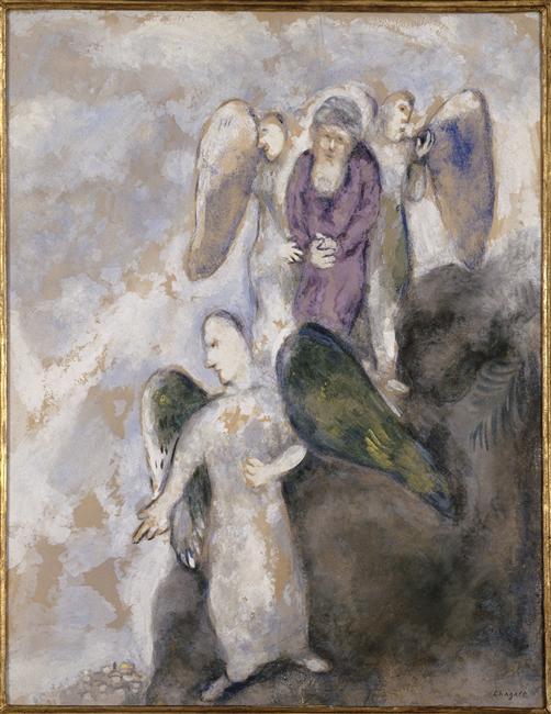 WikiOO.org - אנציקלופדיה לאמנויות יפות - ציור, יצירות אמנות Marc Chagall - The Descent towards Sodom