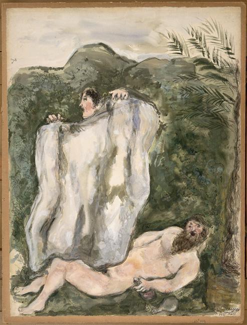 WikiOO.org - Encyclopedia of Fine Arts - Maľba, Artwork Marc Chagall - Noah's Cloak