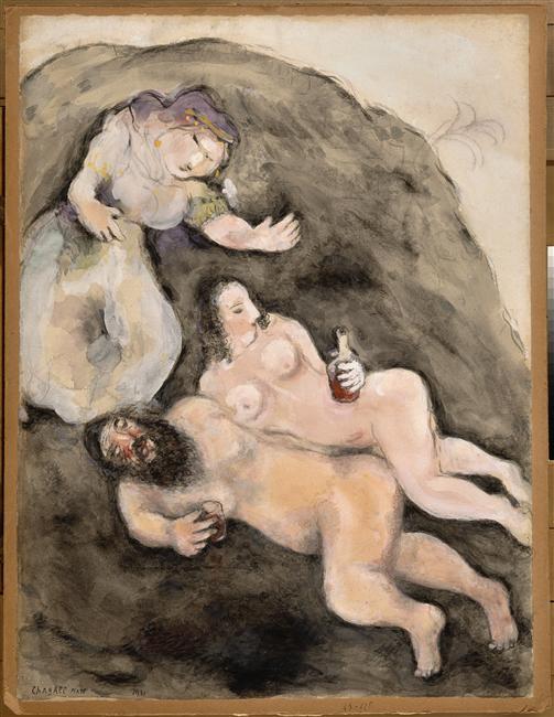 Wikioo.org - The Encyclopedia of Fine Arts - Painting, Artwork by Marc Chagall - Lot's Daughters